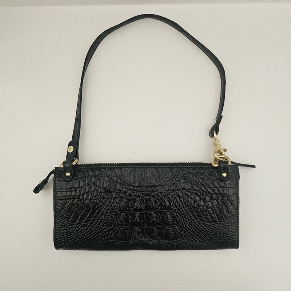 Brahmin Rory Black Crocodile Embossed Leather Clutch - Picture 5 of 6
